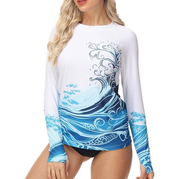 Womens Rash Guard UPF 50+ Swim Shirt Long Sleeve Quick Dry Water Beach Surfing - Picture 6 of 7